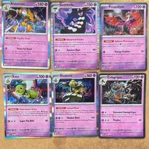 6 Psychic Pokemon Trading Cards - All Holo and Rare